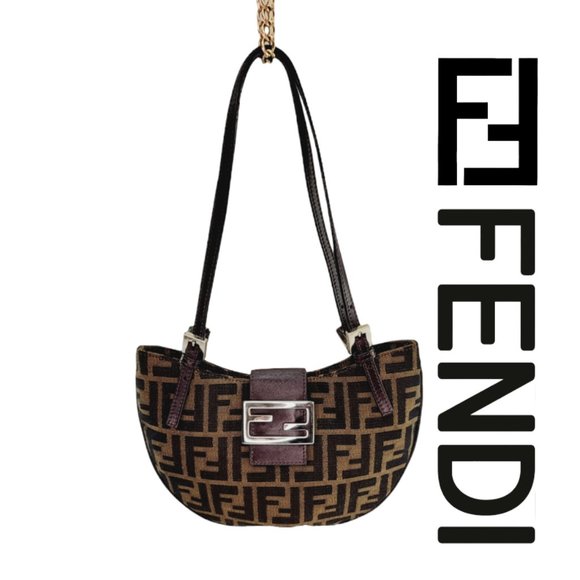 Fendi Handbags - RARE 🤎 VINTAGE AUTHENTIC FENDI Zucca Medium Croissant 2241-26724 009